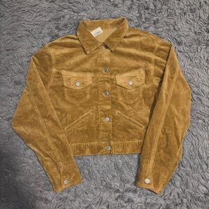 NEW Brandy Melville Women’s Tan Corduroy Button Up Trucker Jacket Fall One Size